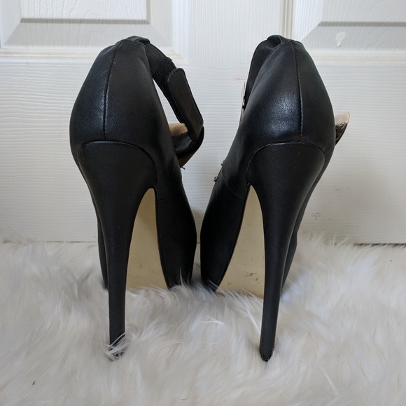 Gold Ankle Cuff Black Platform Heels - Picture 4 of 5
